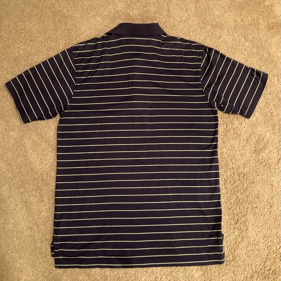 Peter Millar Navy Striped Polo Golf Shirt - Picture 3 of 4